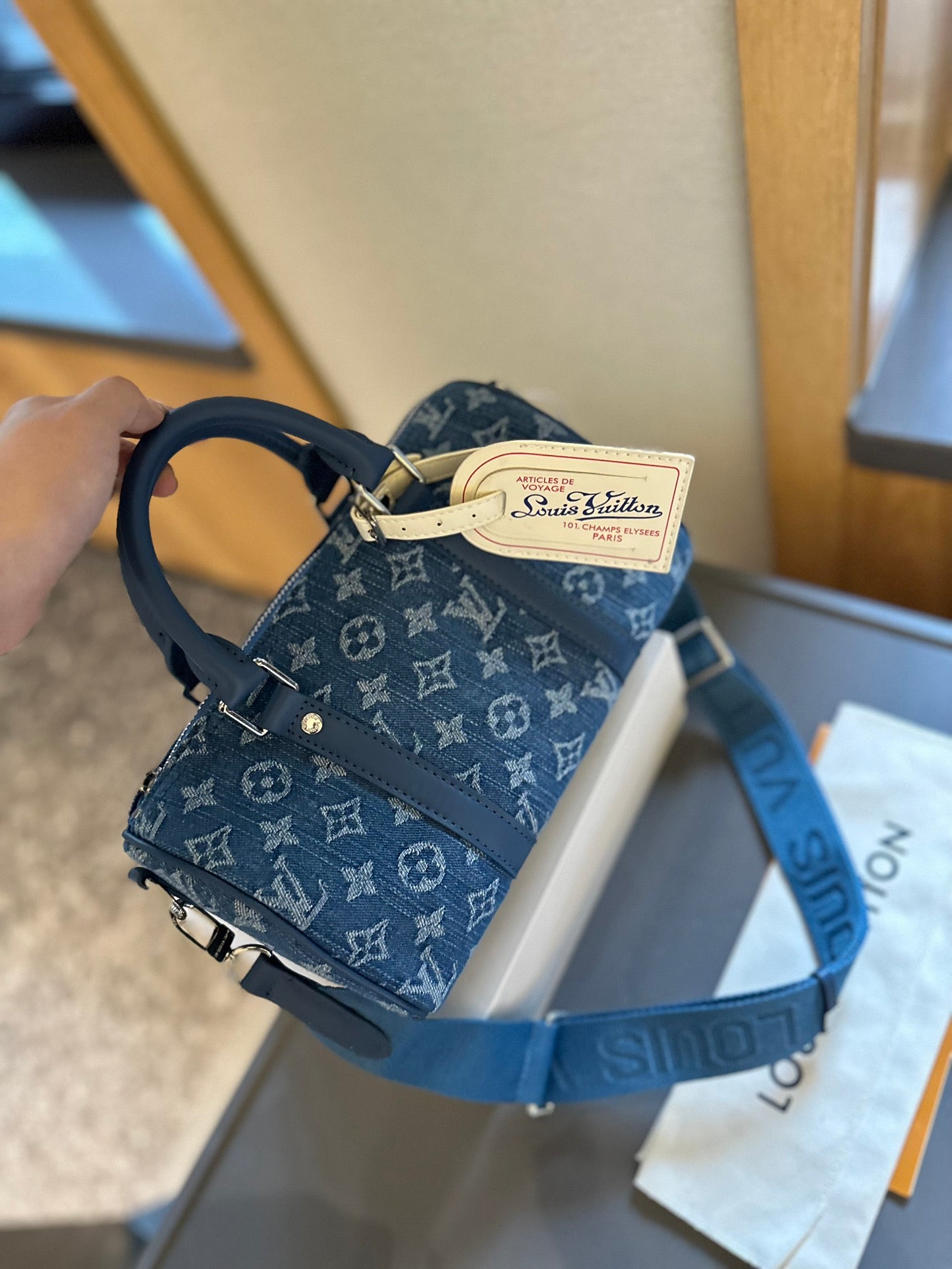 Louis Lvkeepall new arrival denim bag size: 25 * 12 cm