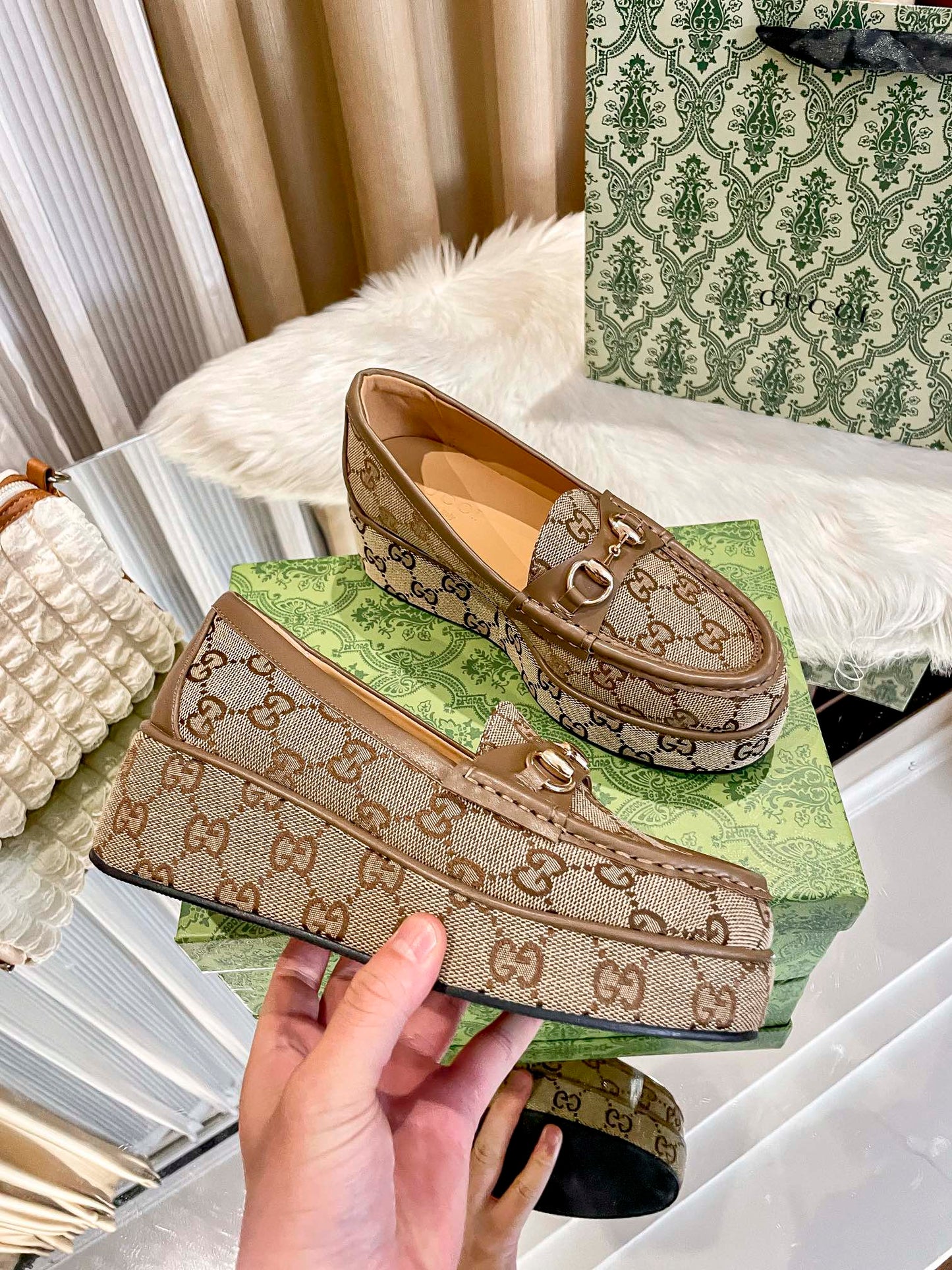 GG new arrival women Loafers heels 5.5 cm