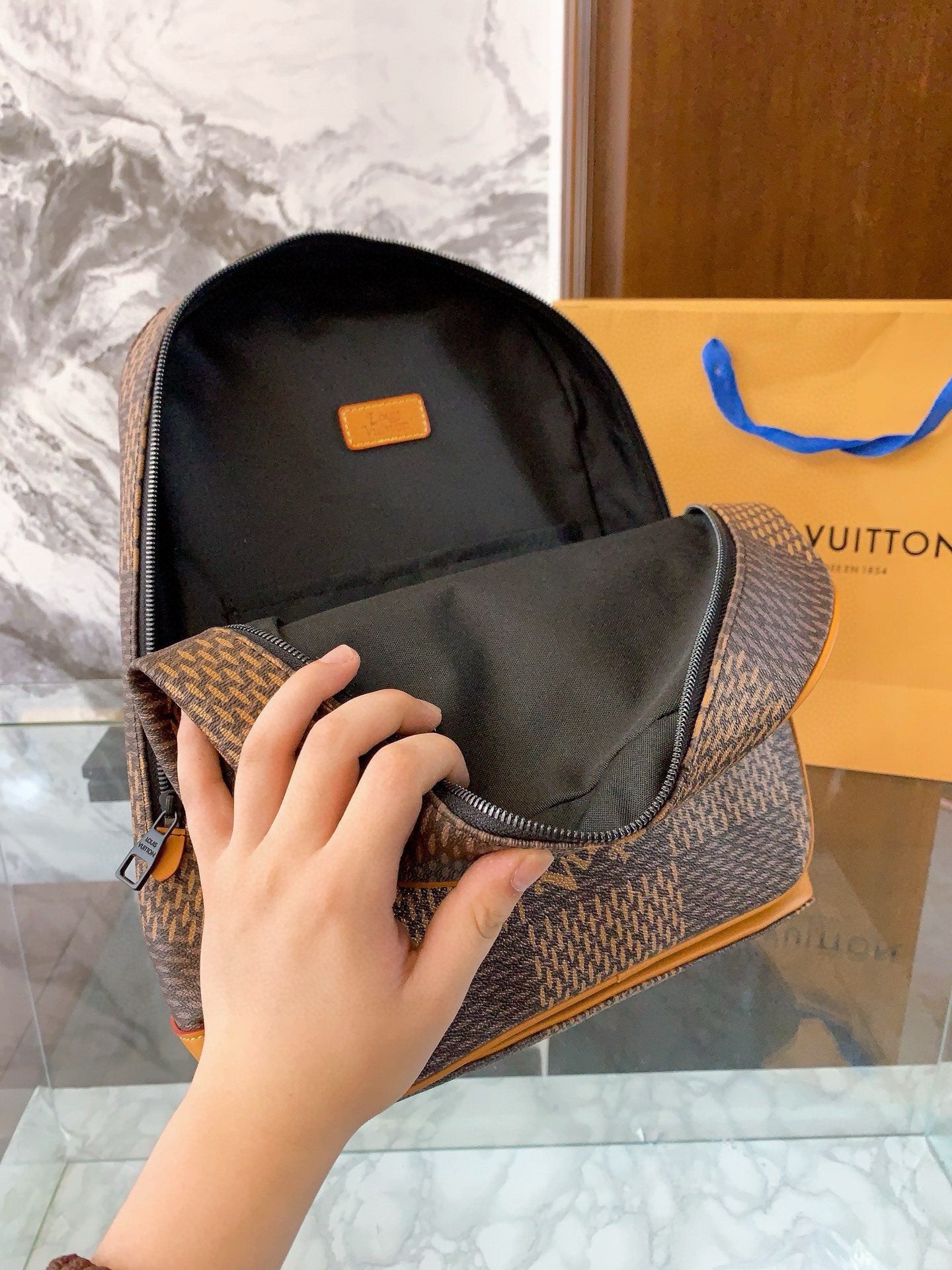 Louis × NIGO new arrival men backpack bag size: 38-29-13cm