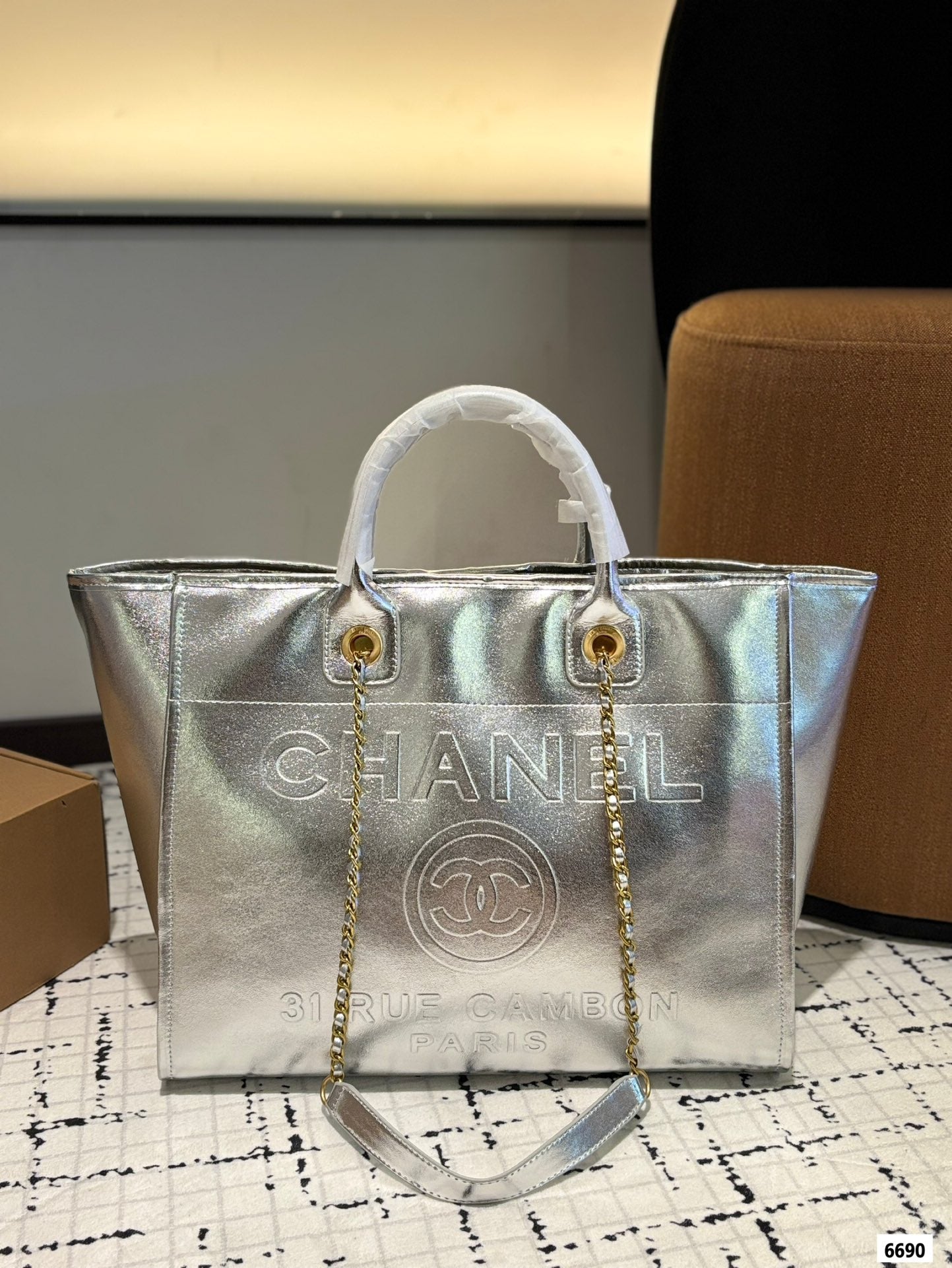 Cc new arrival tote bag gold silver size:36*30 cm