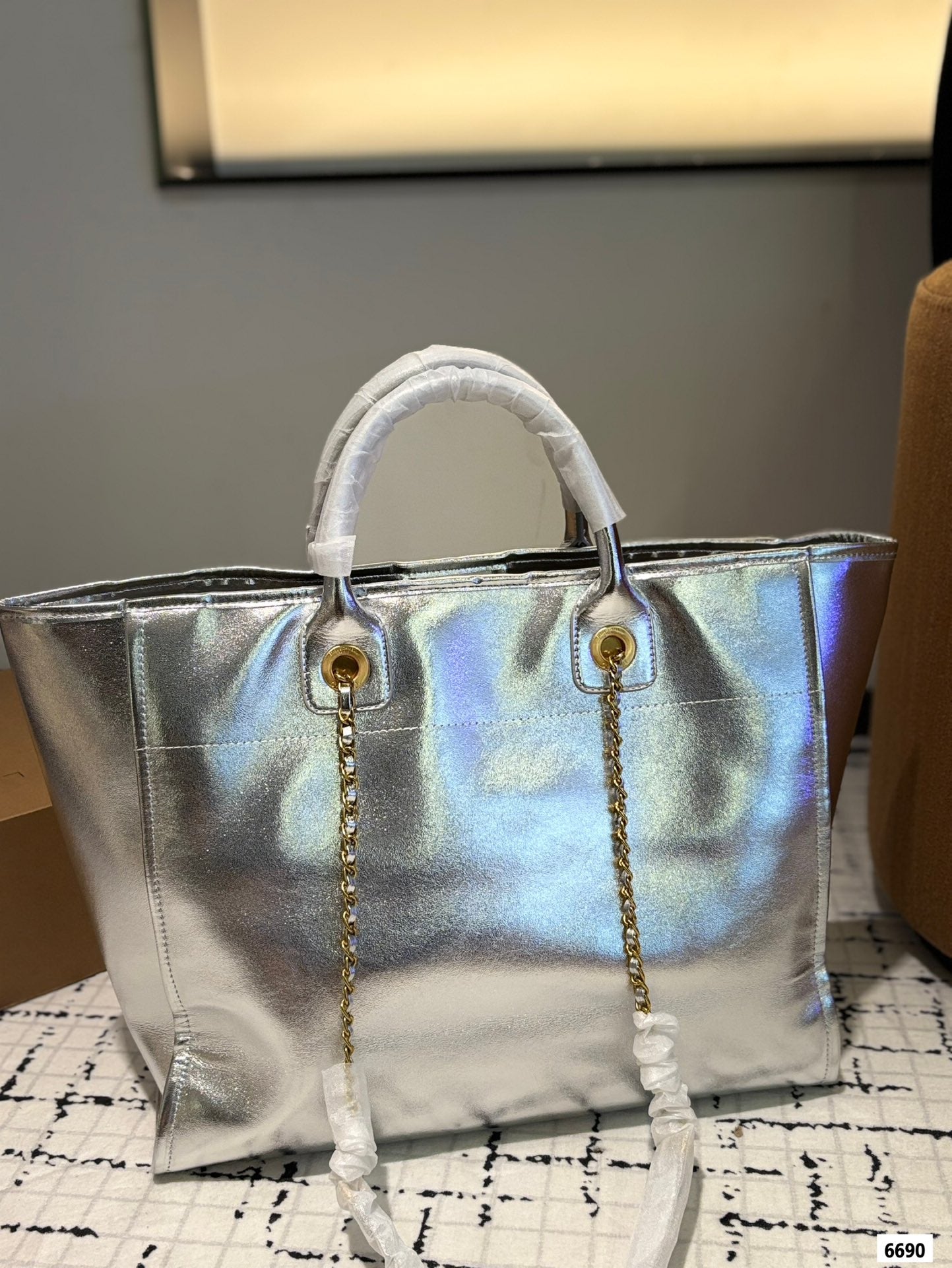 Cc new arrival tote bag gold silver size:36*30 cm