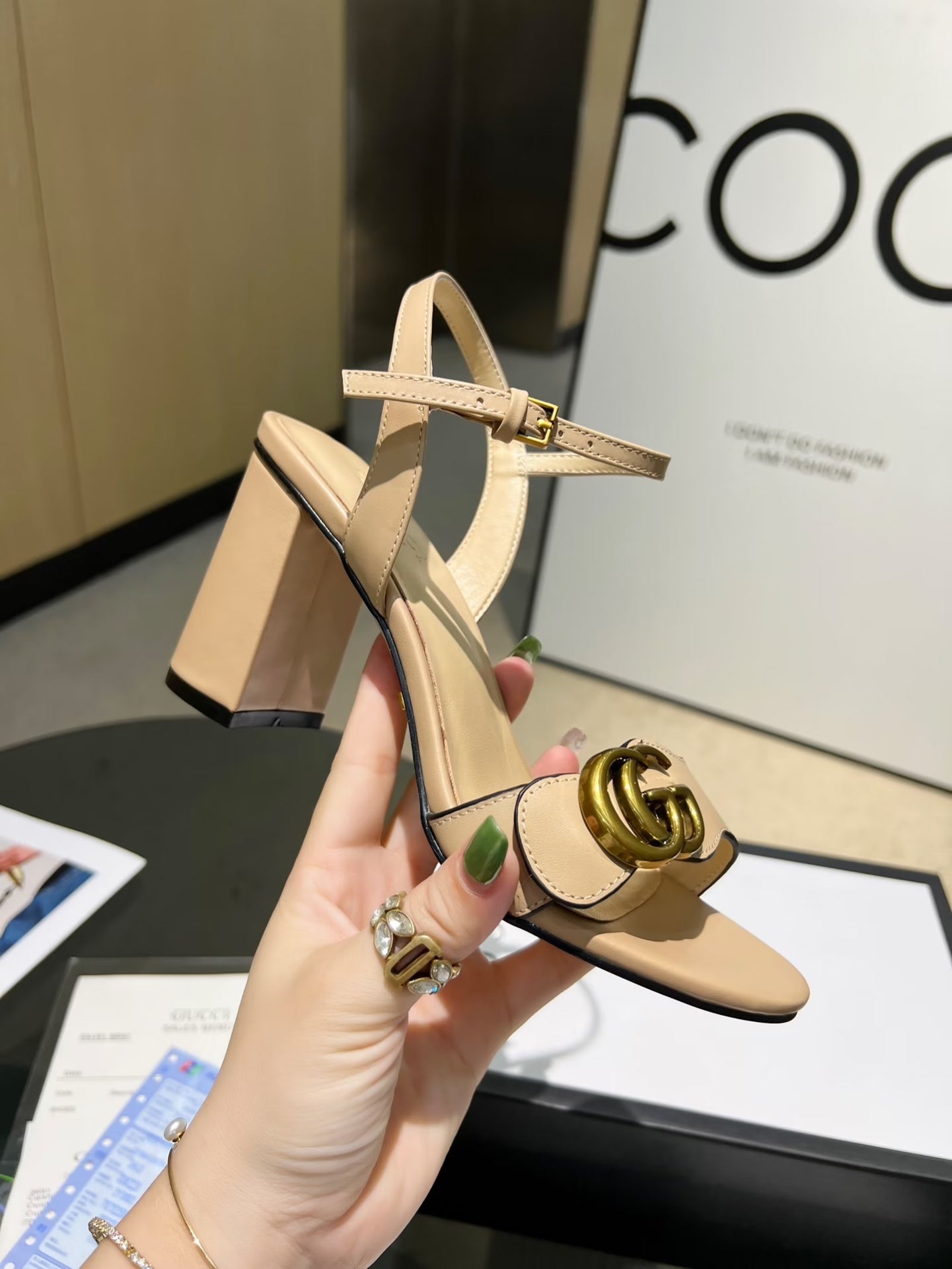 GG new arrival women heels 8 cm