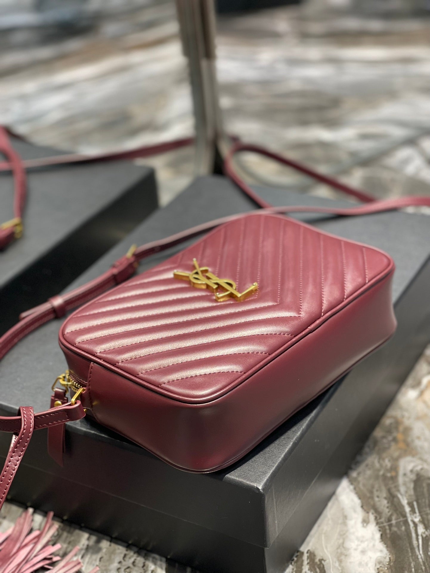 Y Lou Camera Bag In Quilted Leather