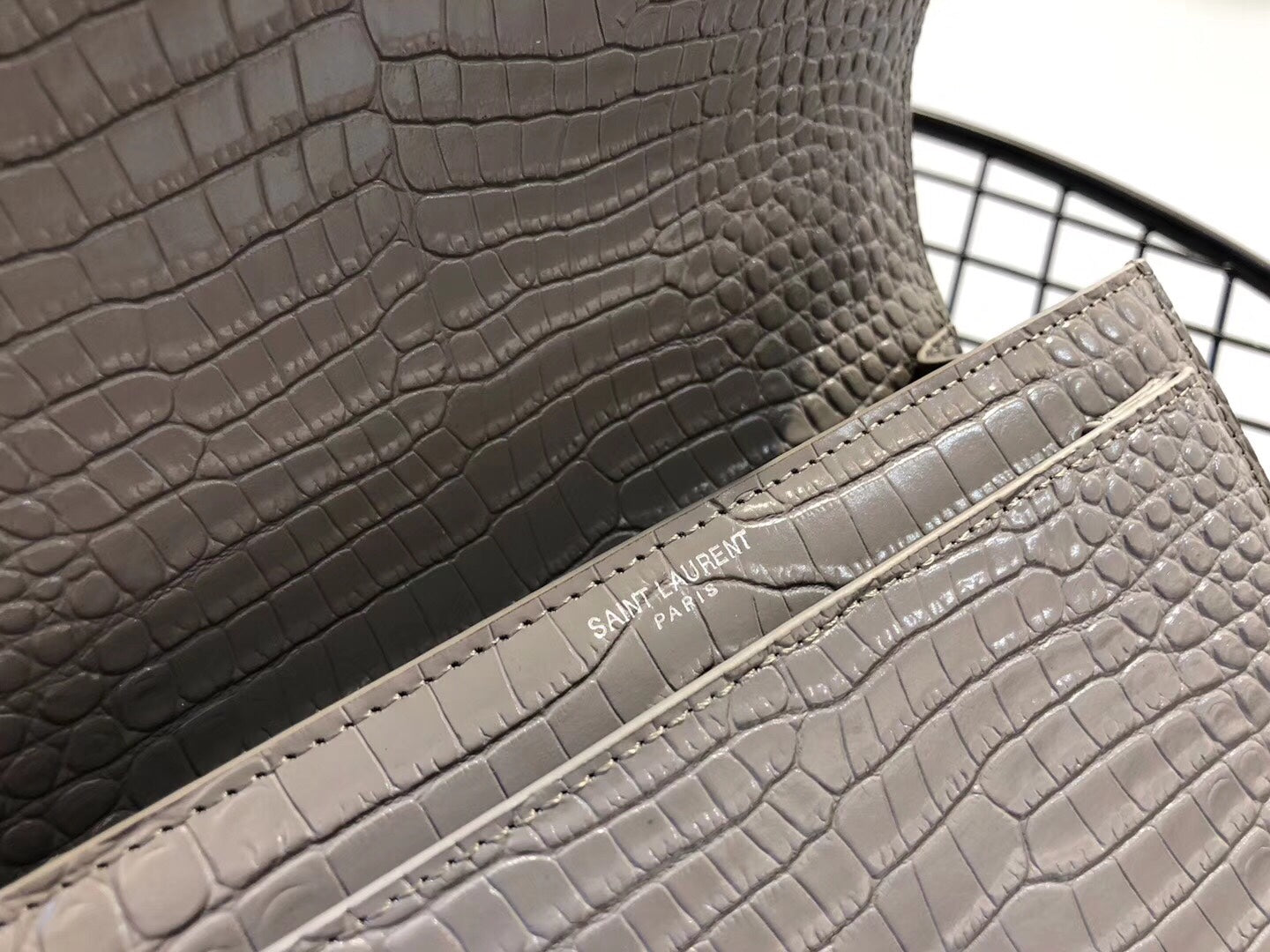 Y Medium Sunset In Crocodile Embossed Shiny Leather Bag