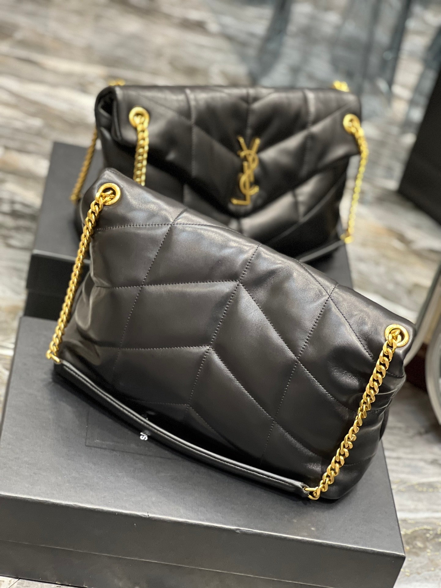 Y PUFFER MEDIUM BAG IN QUILTED LAMBSKIN