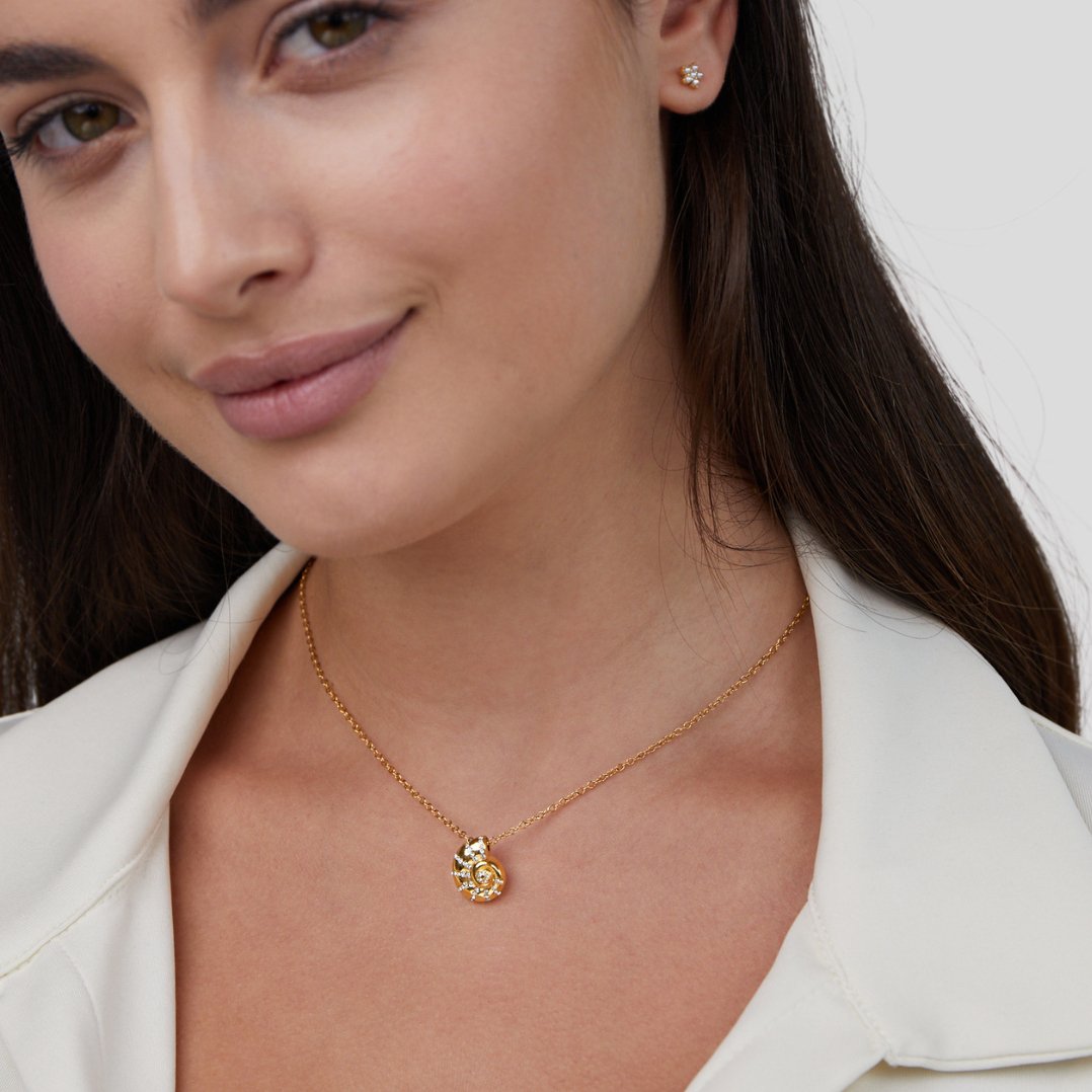Luca Crystal Seashell Pendant Necklace