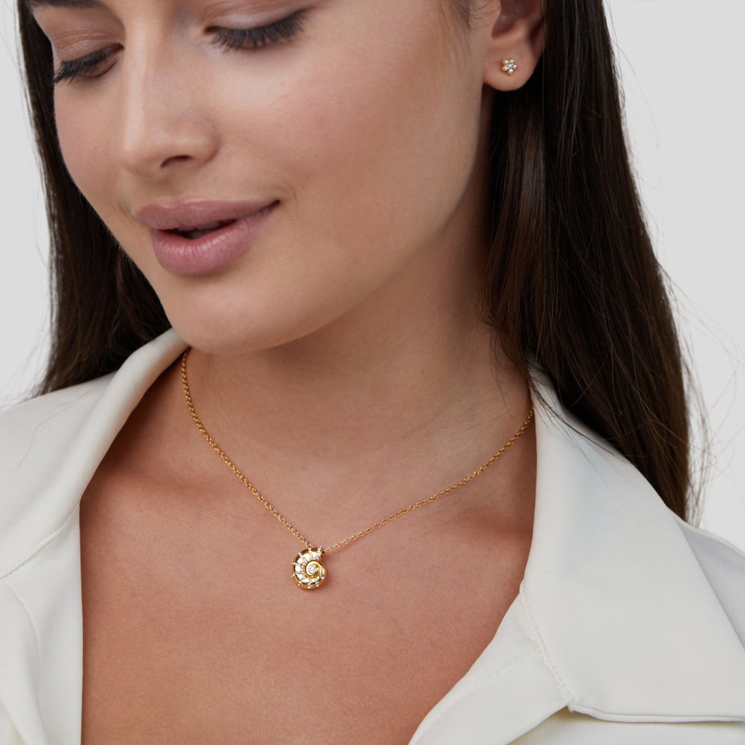 Luca Crystal Seashell Pendant Necklace