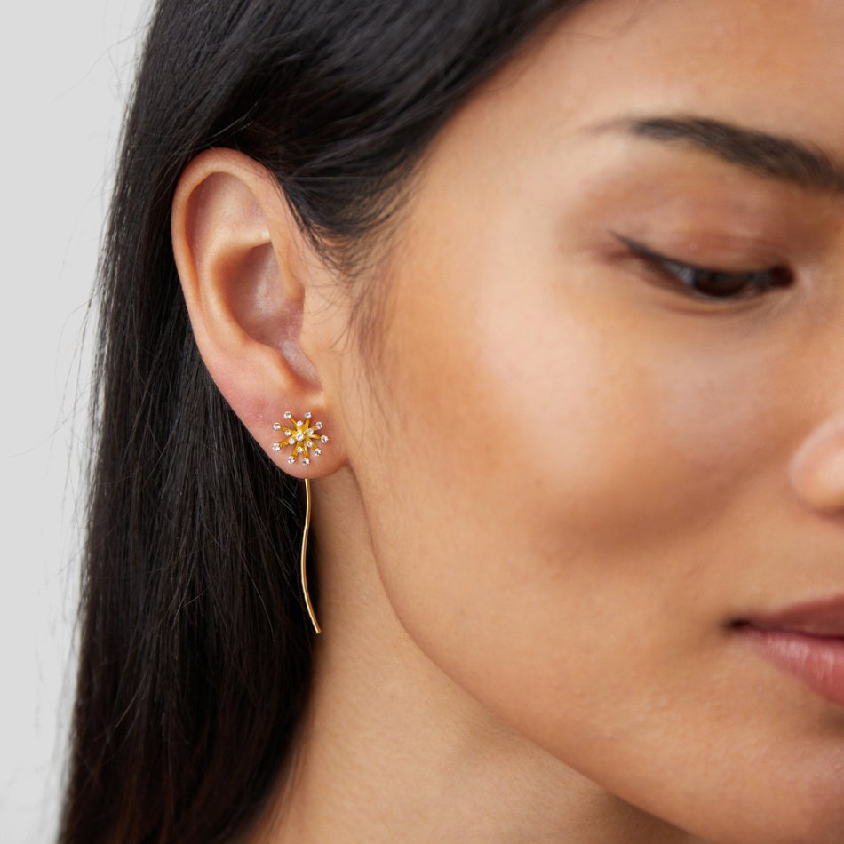 Make A Wish Dandelion 18K Gold Earrings
