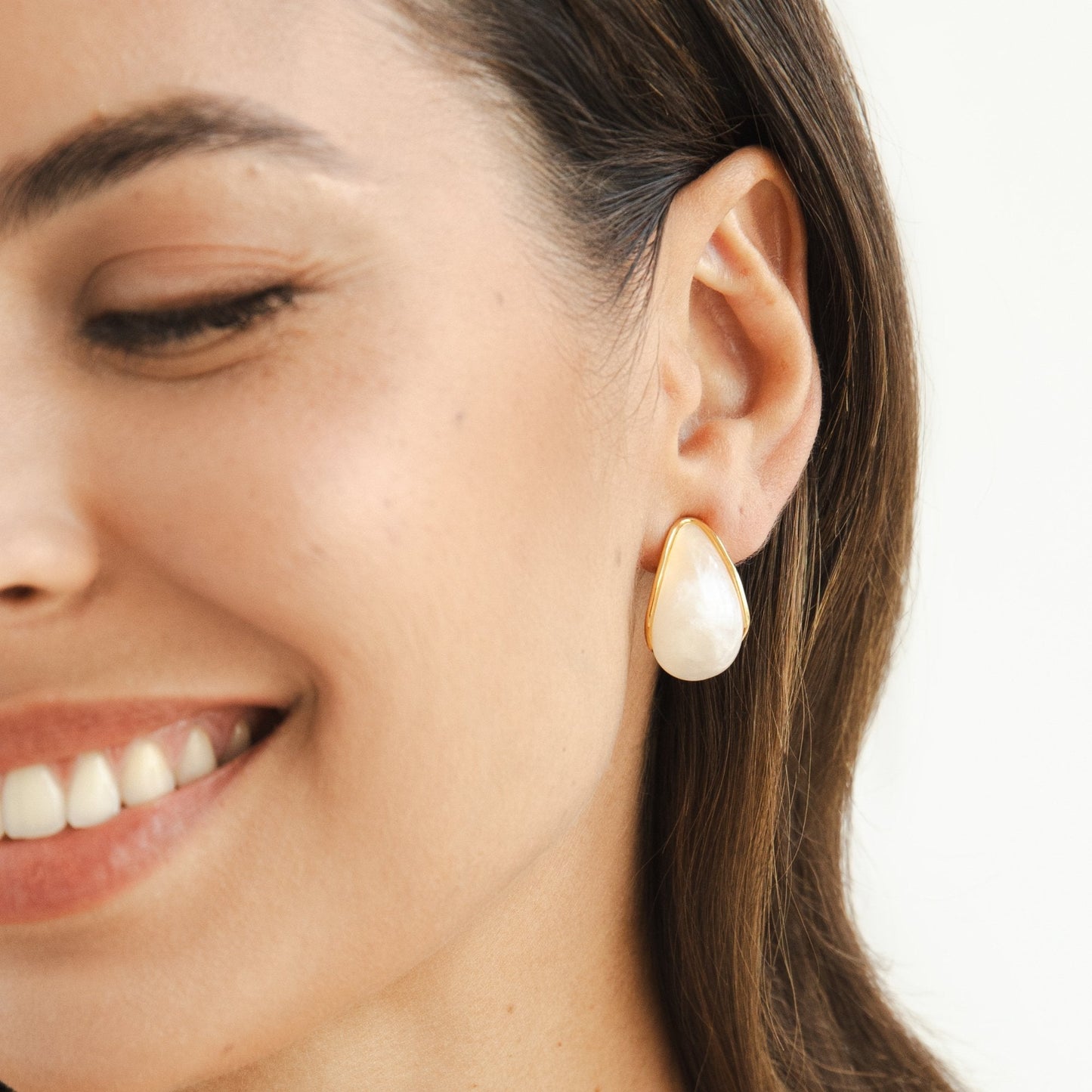 Mother Of Pearl Curved Earrings