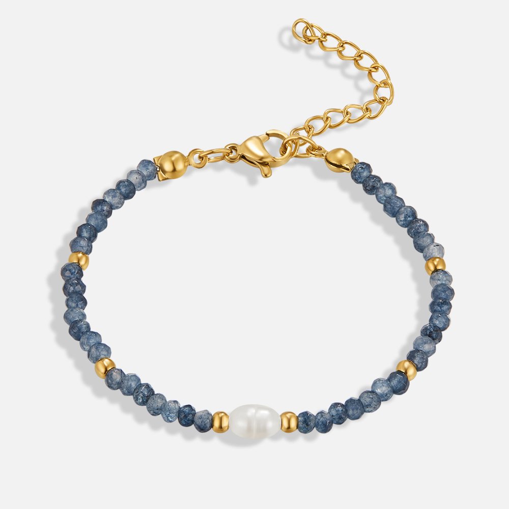Navy Sodalite Pearl & Bead Bracelet