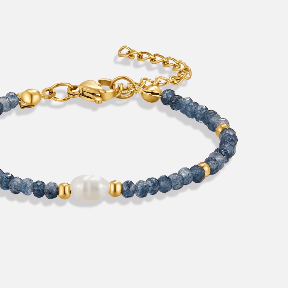 Navy Sodalite Pearl & Bead Bracelet