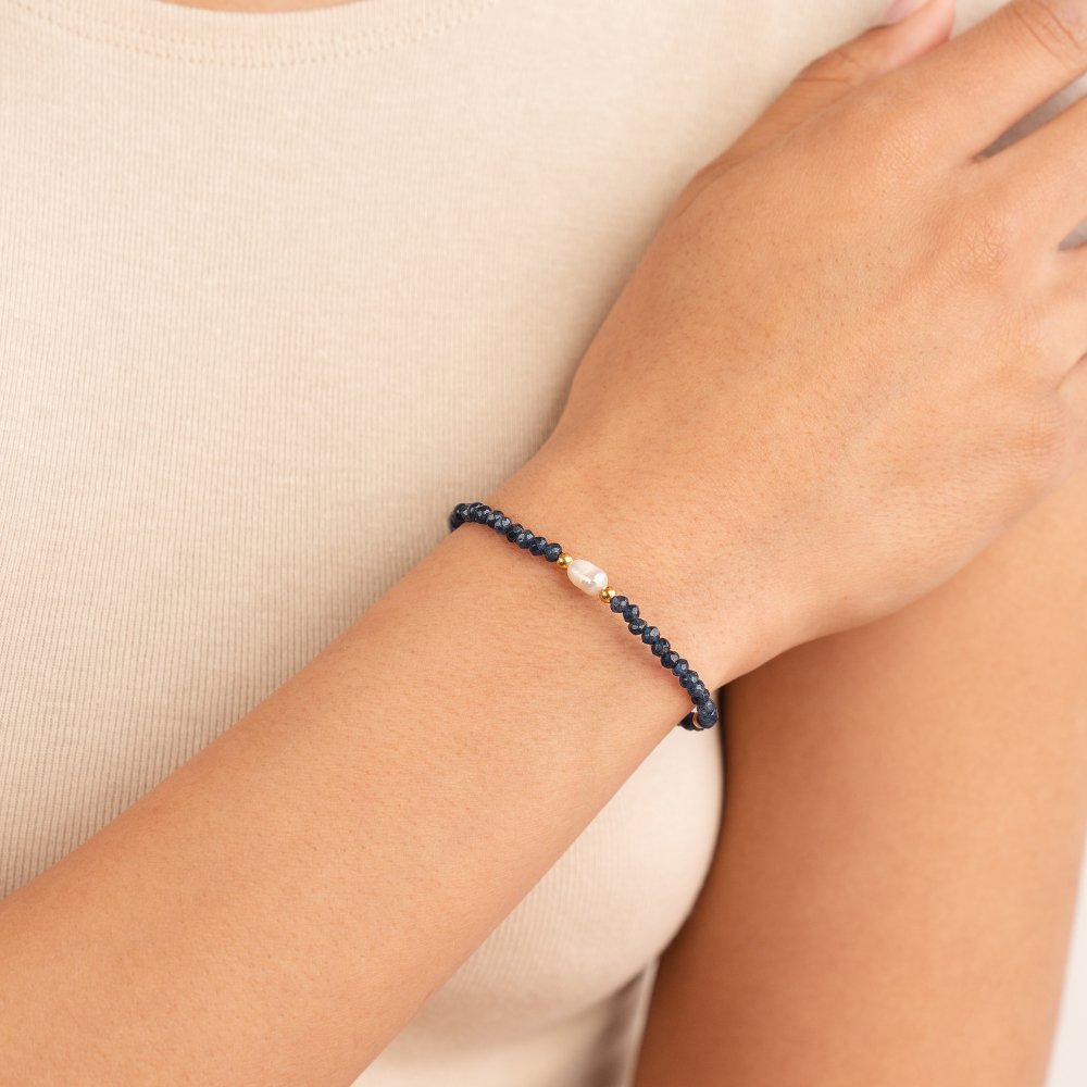 Navy Sodalite Pearl & Bead Bracelet