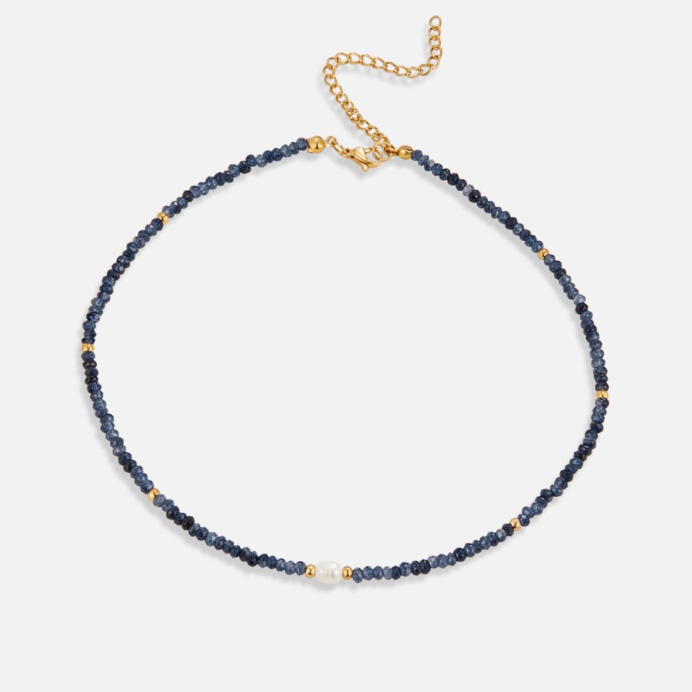 Navy Sodalite Pearl & Bead Necklace