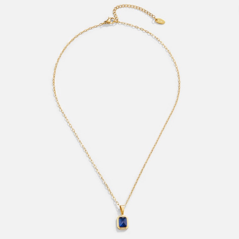 Ocean Blue Pendant Gold Necklace