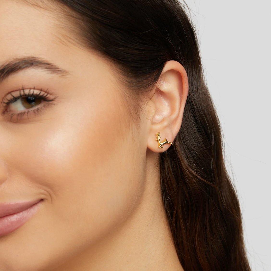 Rudolph Reindeer Gold Earrings