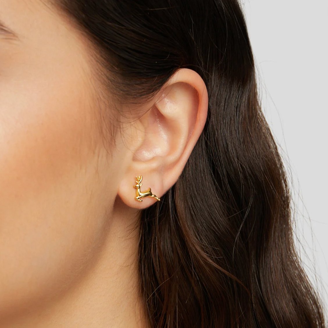 Rudolph Reindeer Gold Earrings