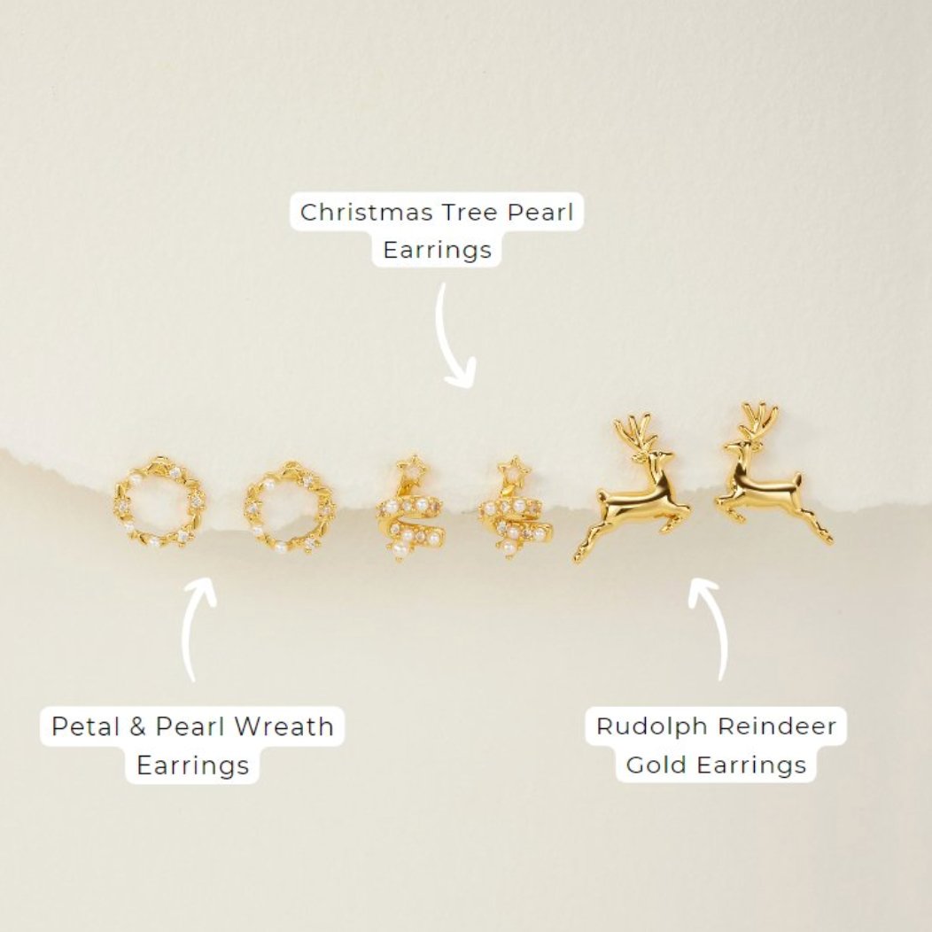 Rudolph Reindeer Gold Earrings
