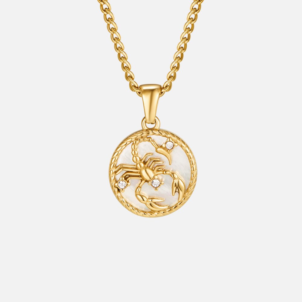 White Shell Zodiac Coin Necklace