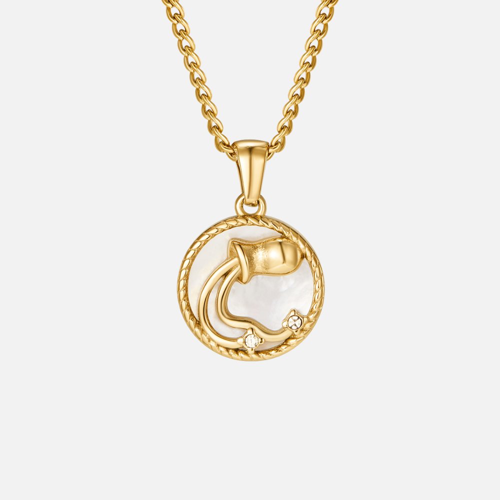 White Shell Zodiac Coin Necklace