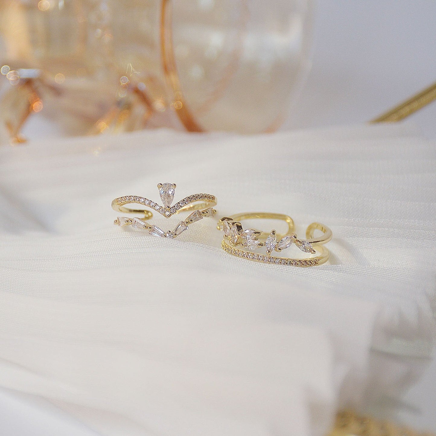 14K Gold Crystal Rings