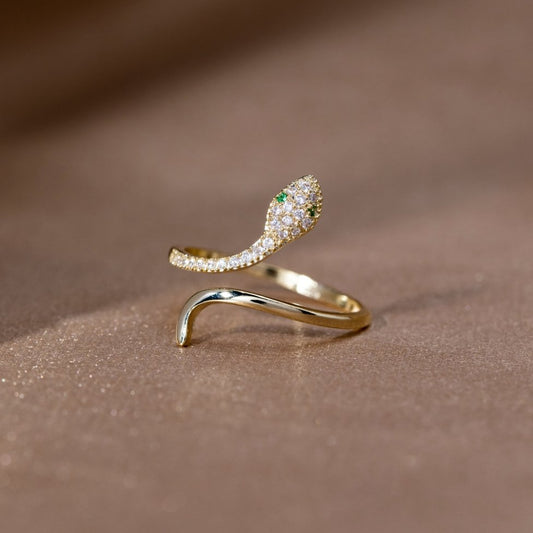 14K Gold Crystal Snake Rings