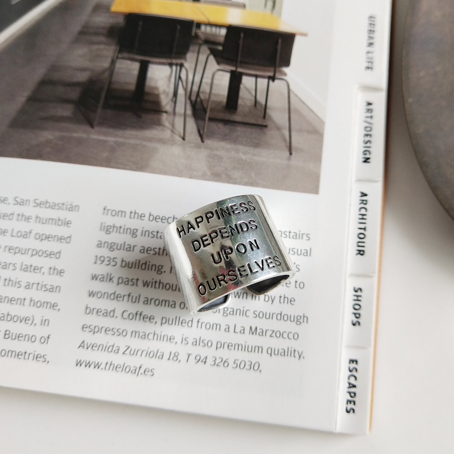 'Happiness Depends Upon Ourselves' Ring