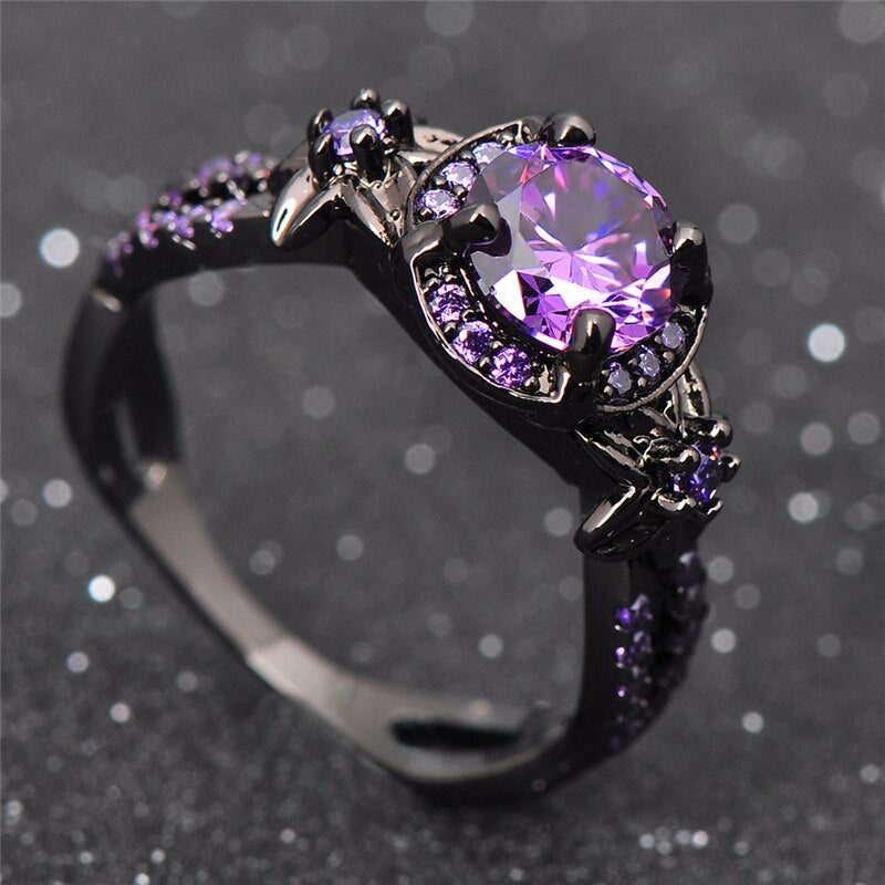 Amethyst Black Gold Ring