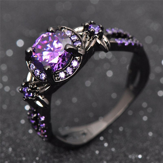 Amethyst Black Gold Ring
