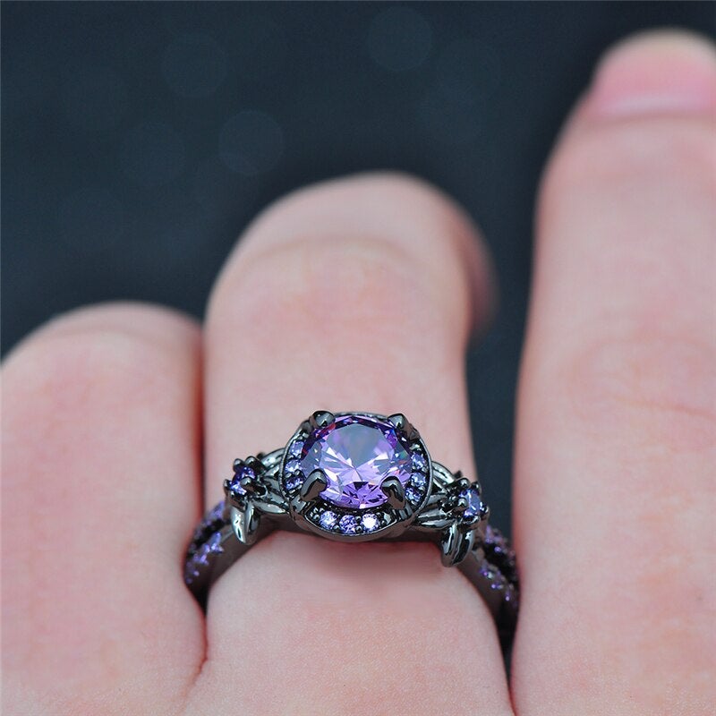 Amethyst Black Gold Ring