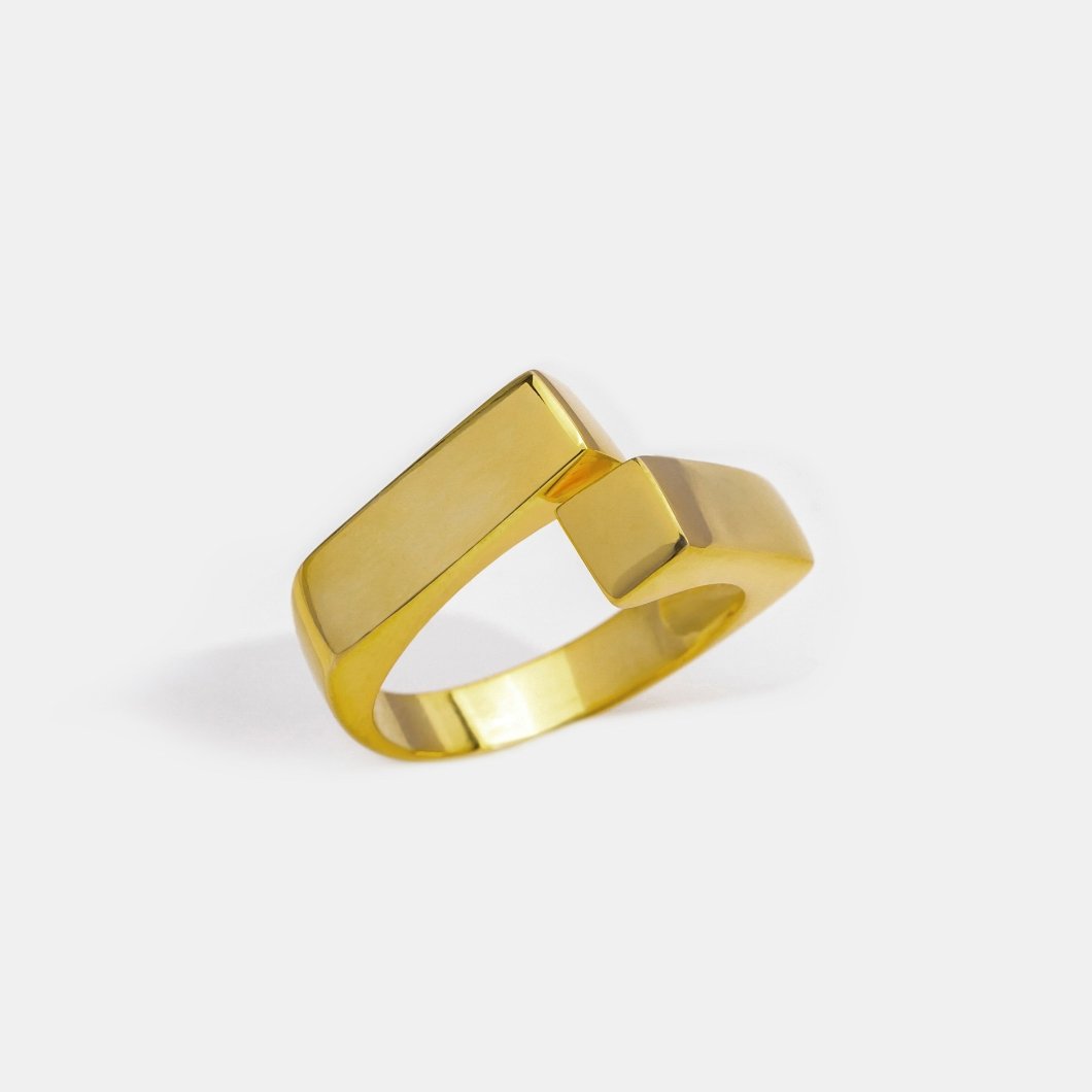 Aria Geometric Gold Statement Ring