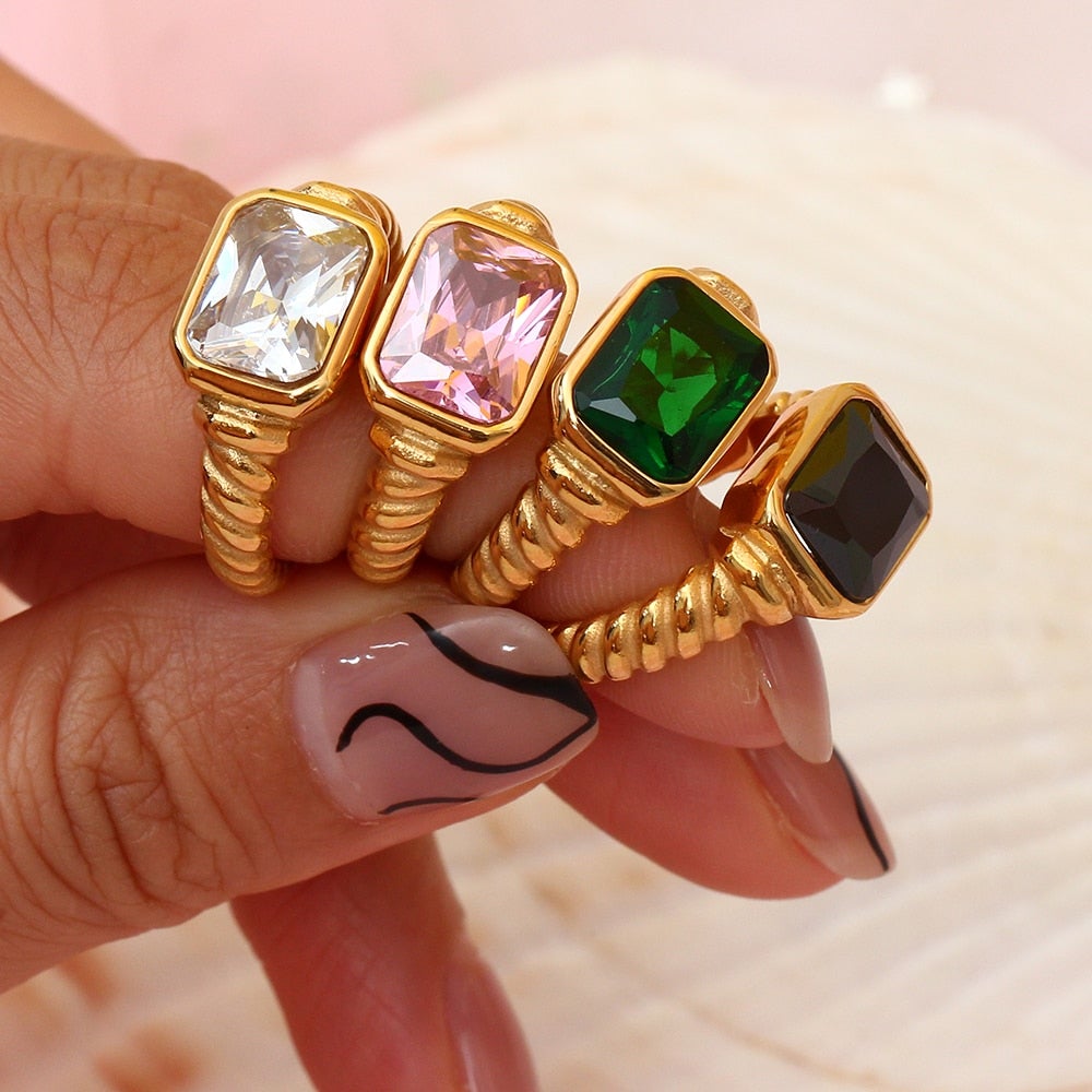 Aurora Crystal Gold Ring