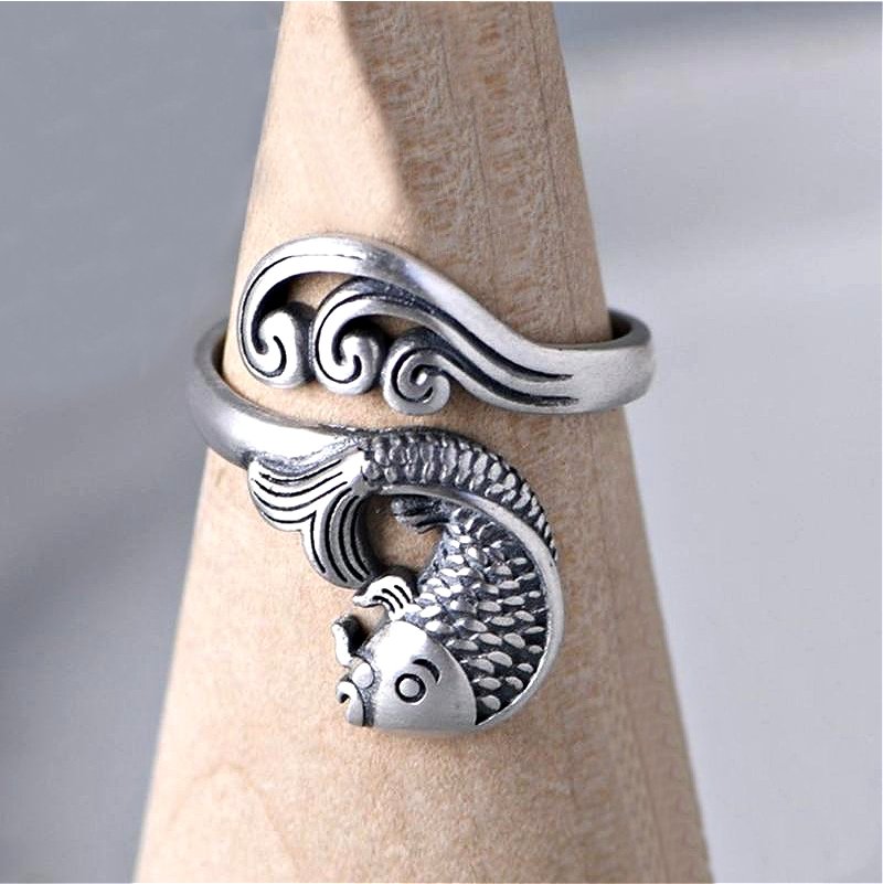 Balmora Silver Koi Fish Ring