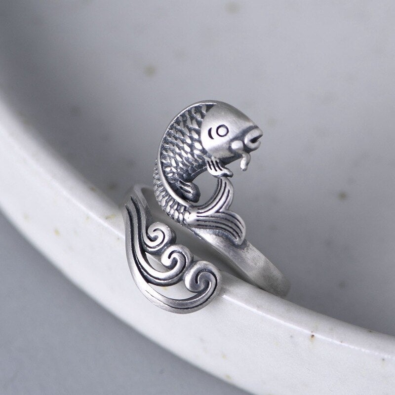 Balmora Silver Koi Fish Ring