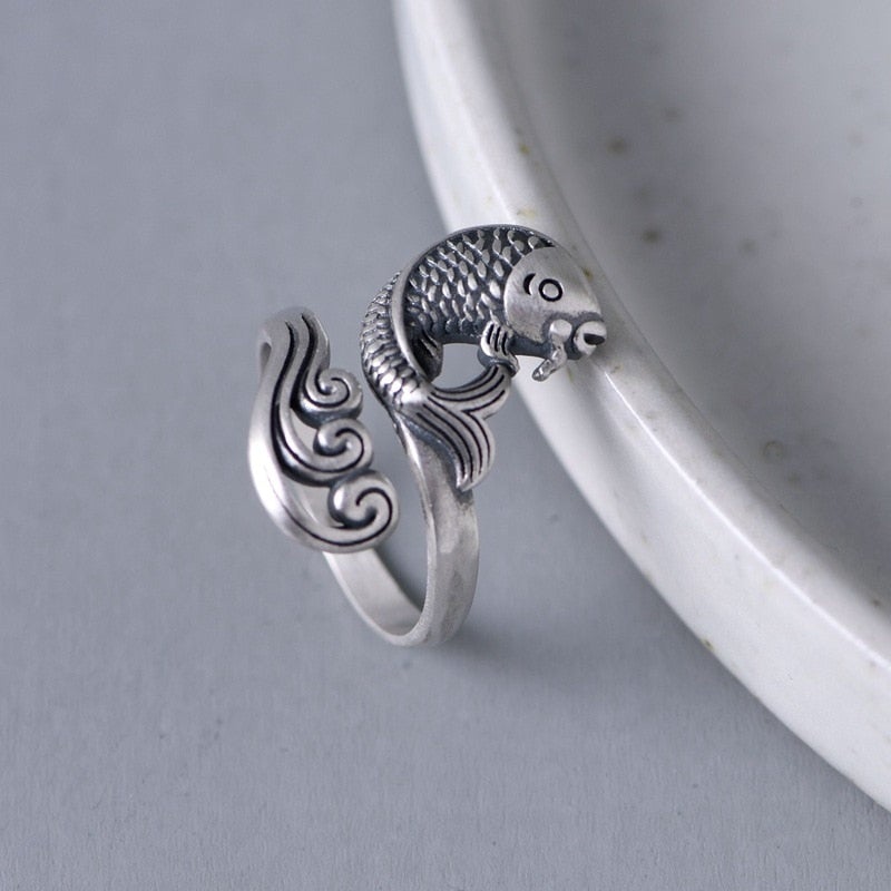 Balmora Silver Koi Fish Ring