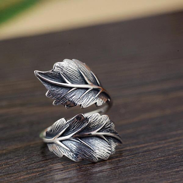Balmora Sterling Silver Leaf Ring