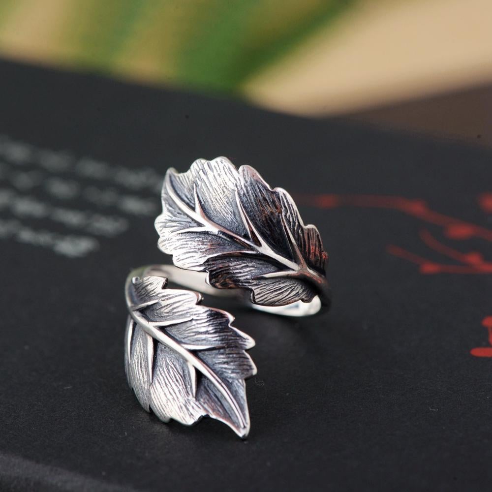 Balmora Sterling Silver Leaf Ring