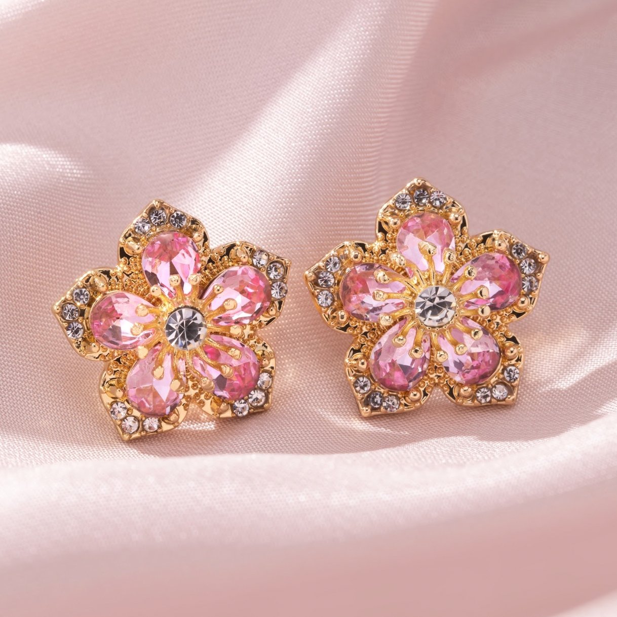 Blooming Crystal Flower Earrings