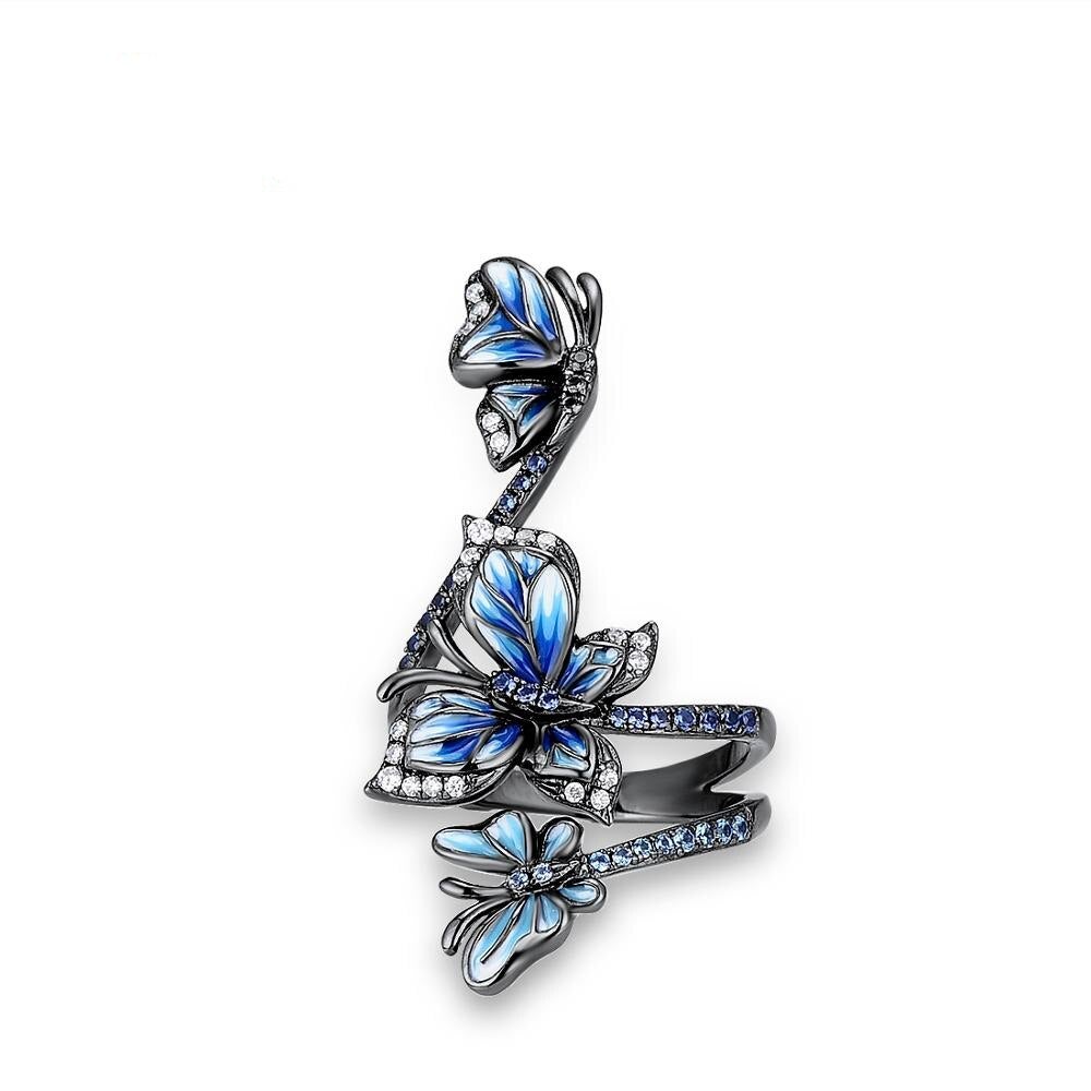 Bague Papillon Cristal Bleu