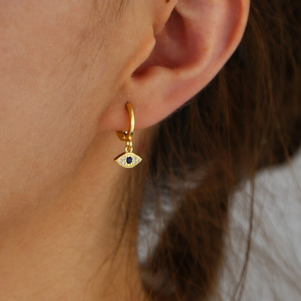 Blue Evil Eye Drop Earrings