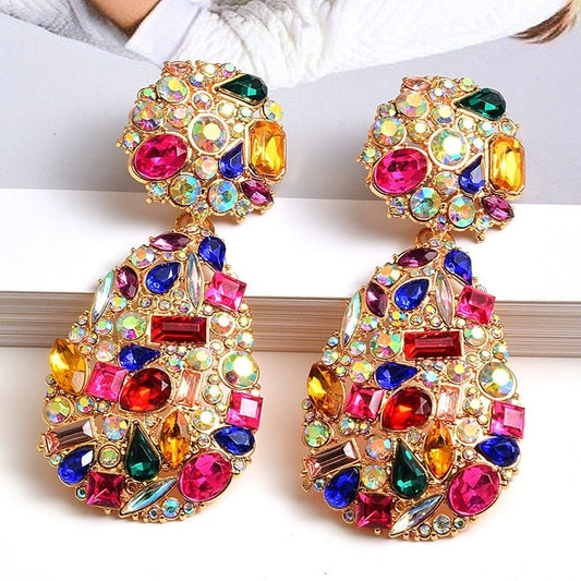 Colorful Crystal Statement Earrings