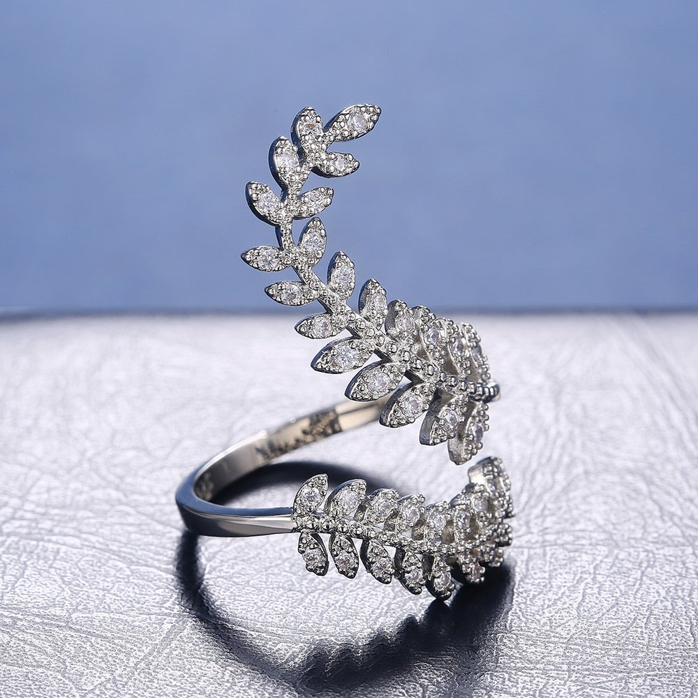 Cordelia Silver Crystal Vine Ring