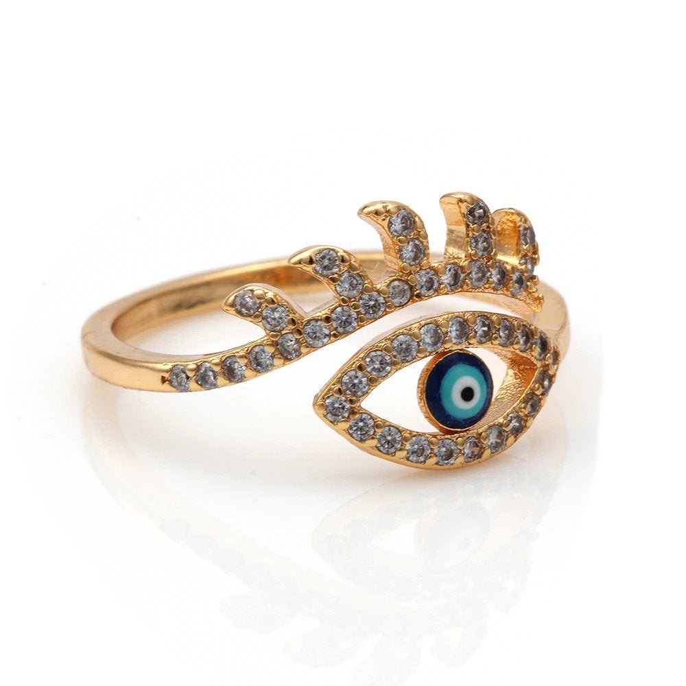 Crystal Blue Evil Eye Ring
