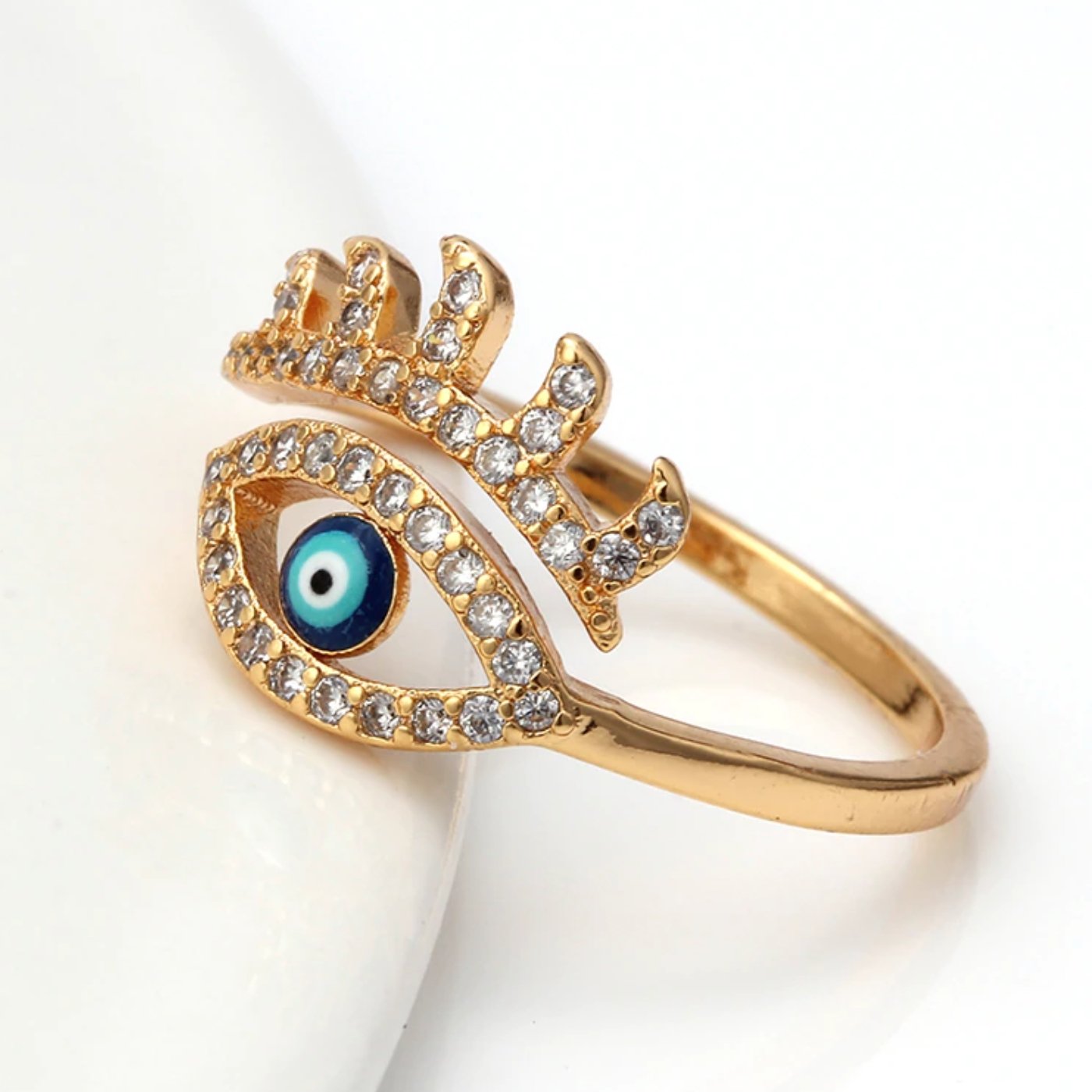 Crystal Blue Evil Eye Ring