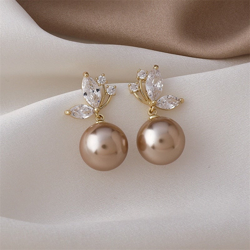 Crystal Butterfly & Pearl Earrings