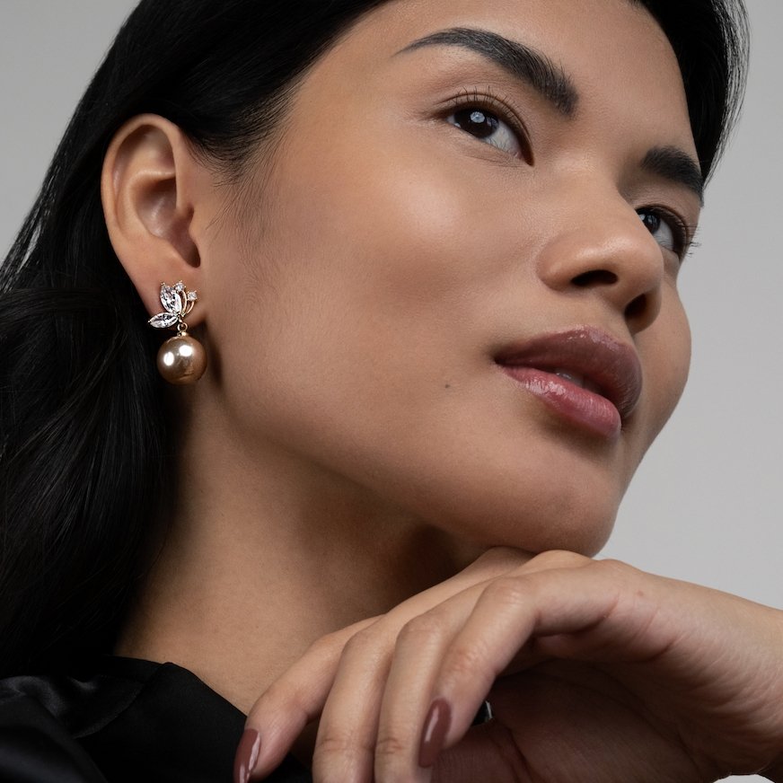 Crystal Butterfly & Pearl Earrings