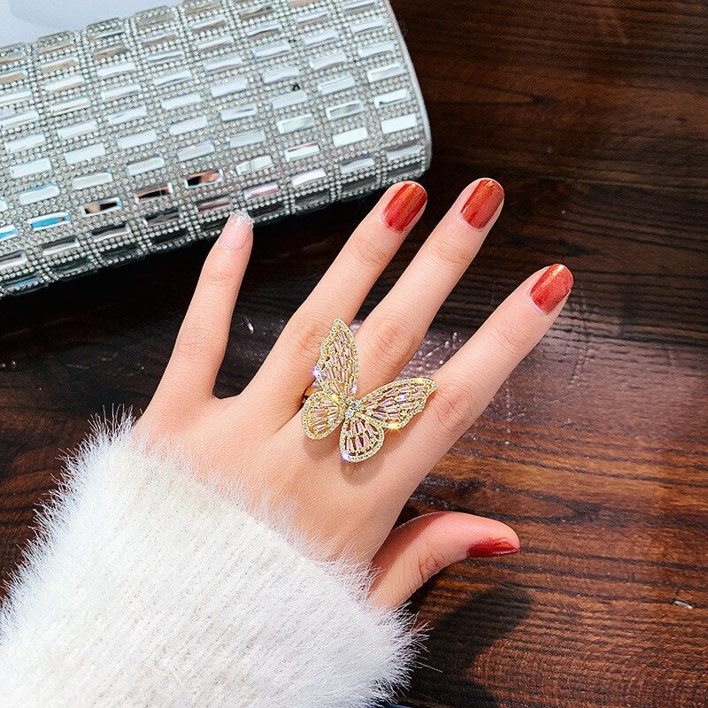 Crystal Butterfly Ring
