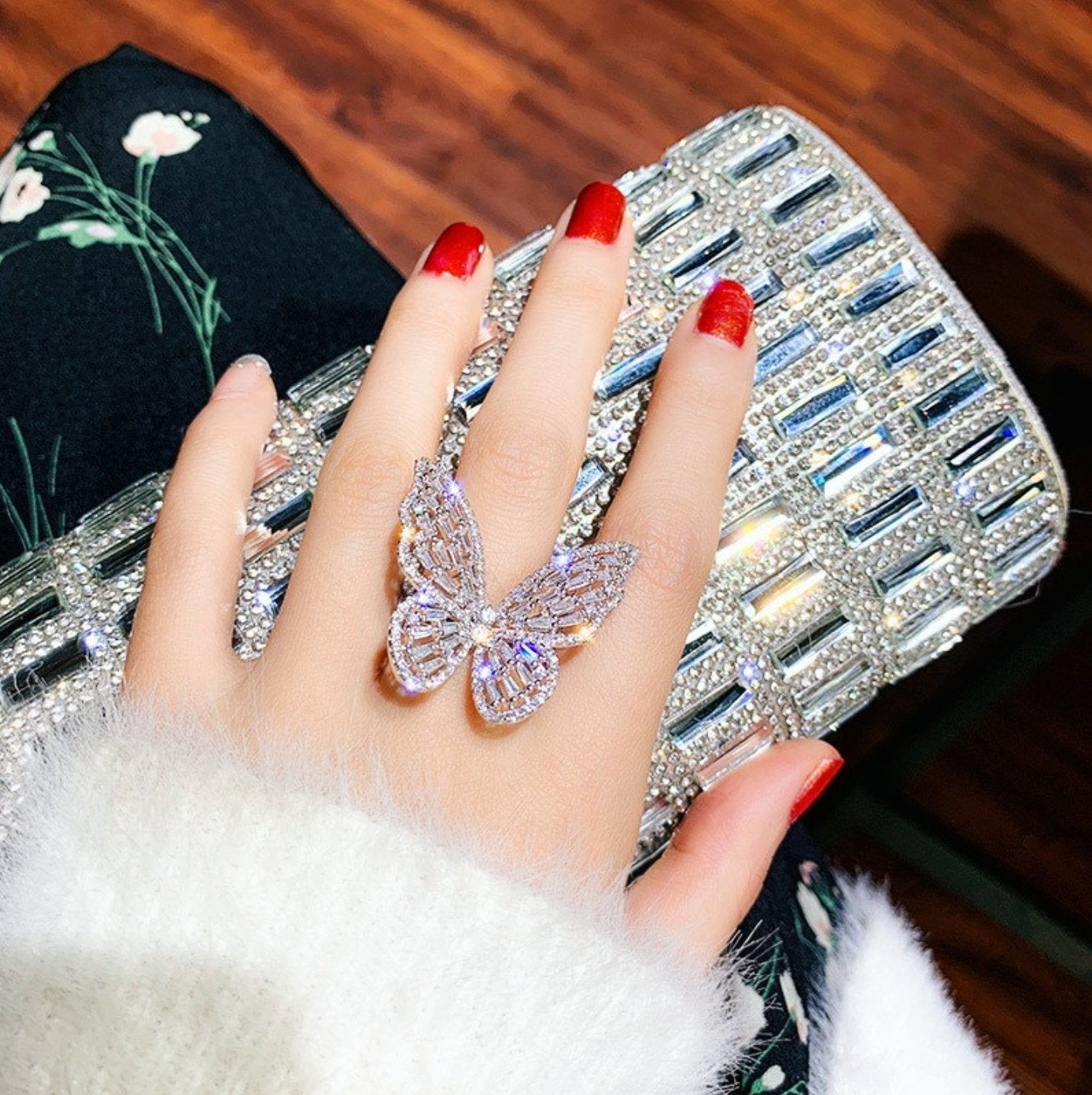 Crystal Butterfly Ring