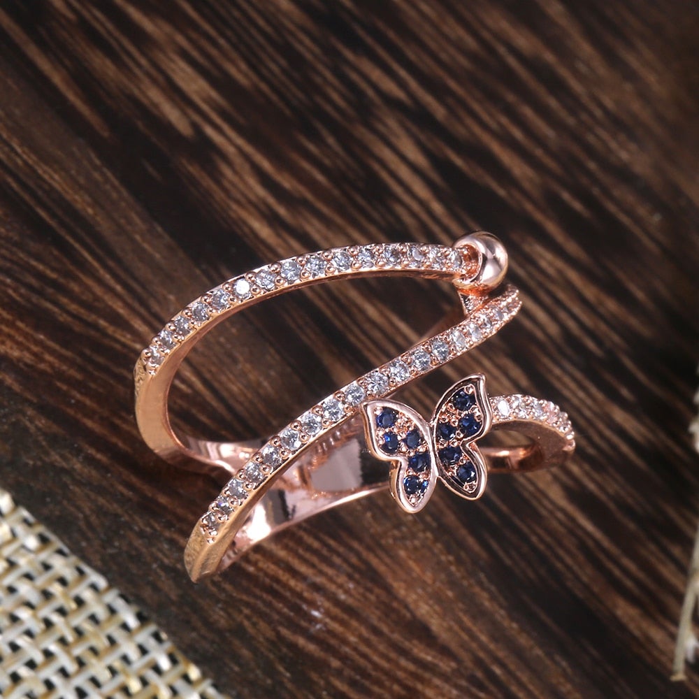 Crystal Butterfly Twist Ring
