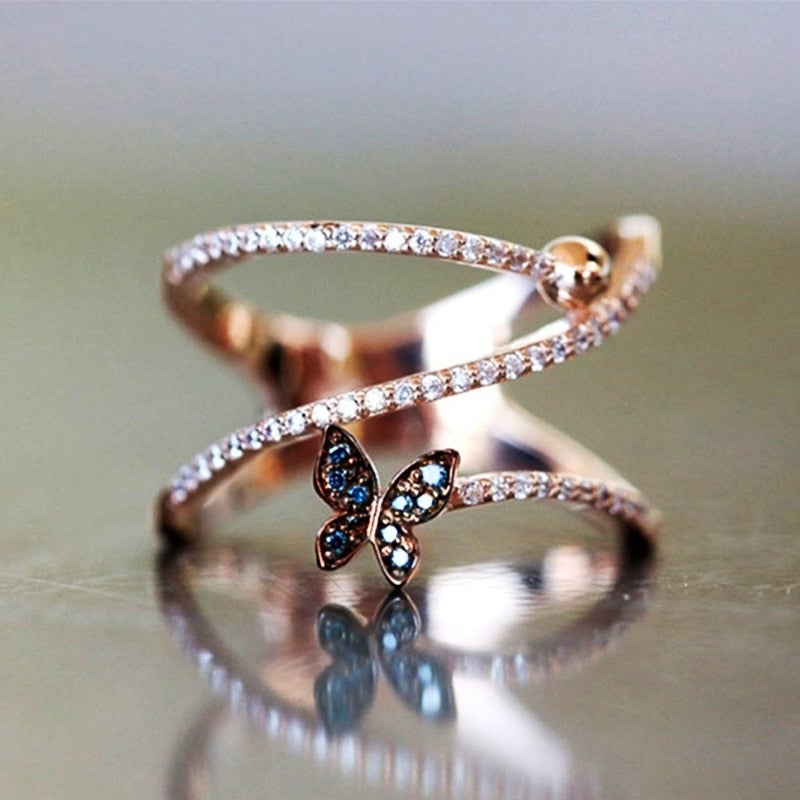 Crystal Butterfly Twist Ring