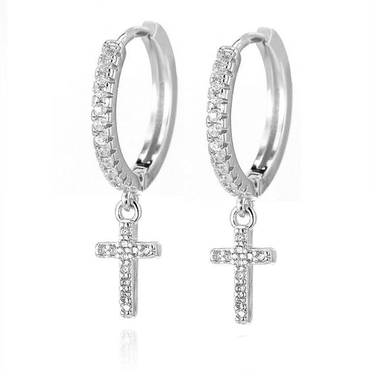 Crystal Cross Drop Earrings